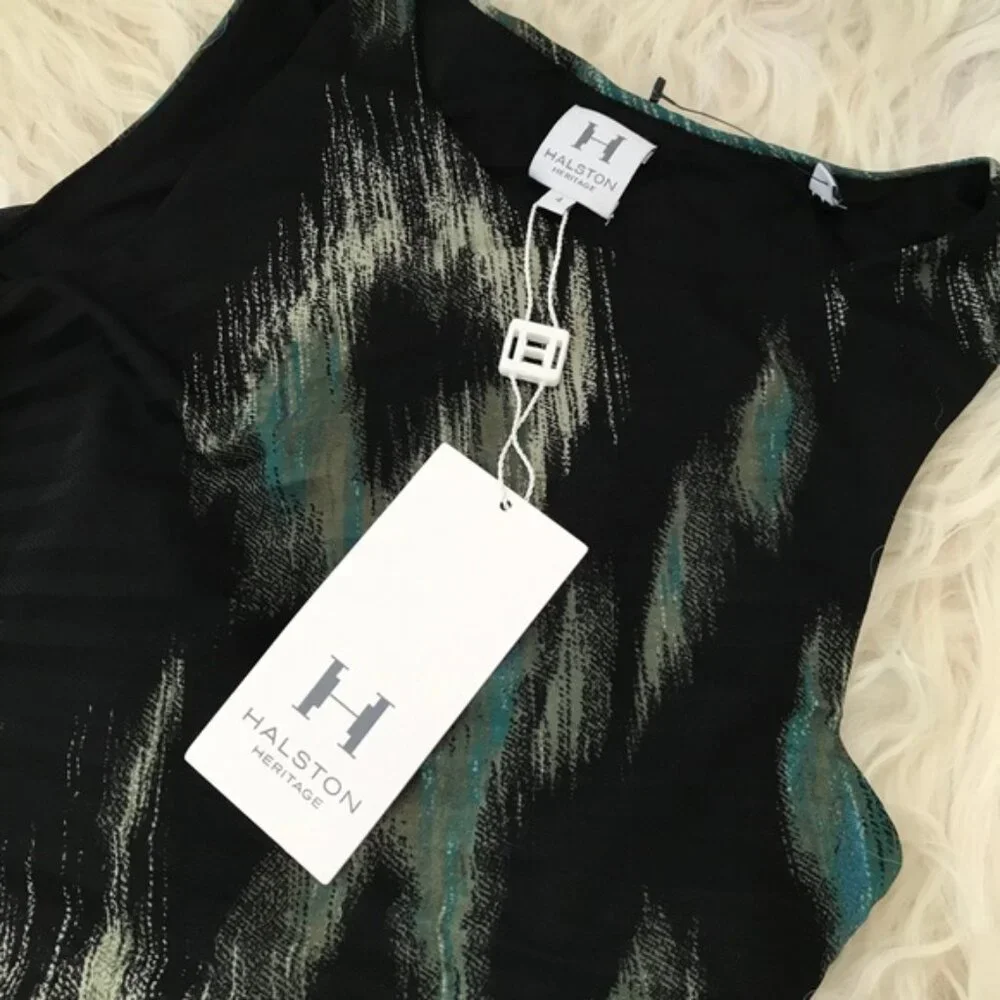 Halston Heritage Pleated Faux Wrap Cocktail Dress - Picture 7 of 9